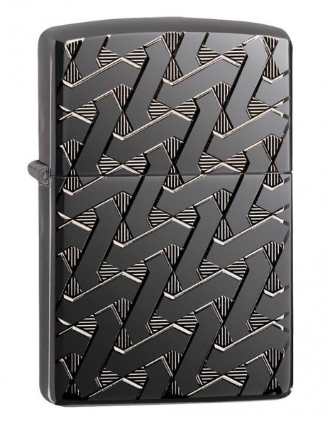 Original Zippo Lighter Armor Black Ice Geometric Weave 49173