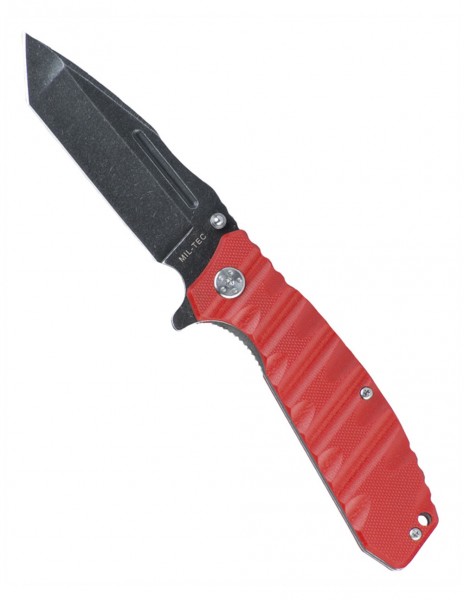 Miltec 15344810 Folding Pocket Knife G10 Tanto Blade Stonewash Red