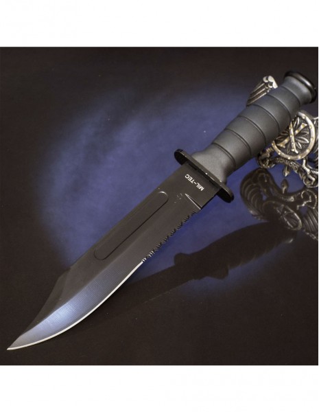 Miltec 15363002 Combat Knife Bowie Classic Semi Serrated