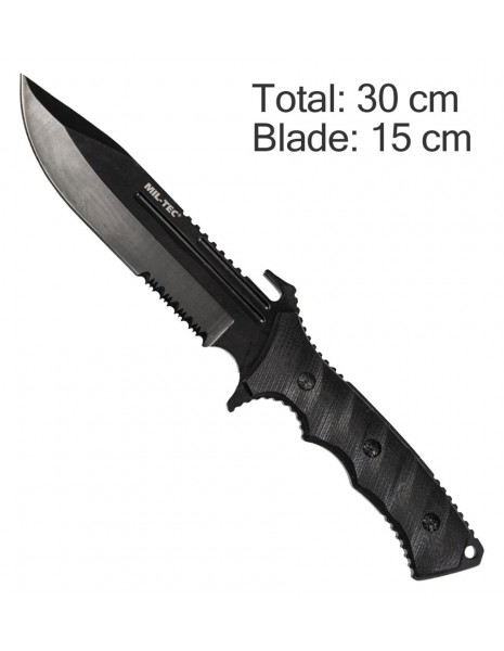 Miltec 15362700 Borbeni Lovački Vojni Survival Nož Black Ranger G10