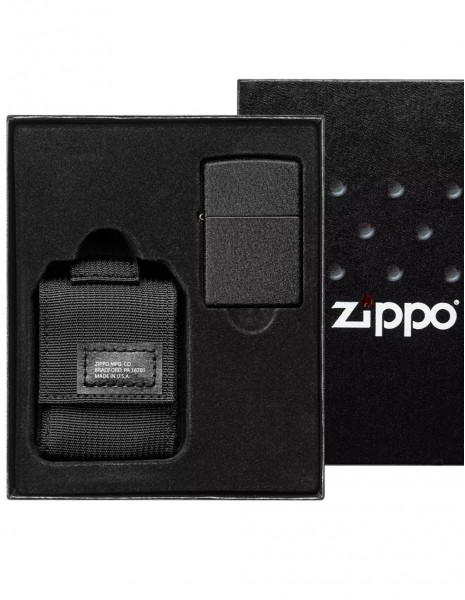 Zippo 49402 Zippo Gift Set Tactical Pouch and Black Crackle Lighter