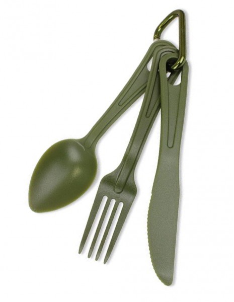 Miltec 14628101 Lexan Three-Piece Cutlery Set Olive