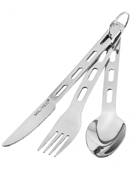 Miltec 14623000 Ultra Light Stainless Steel Three-Piece Cutlery Set