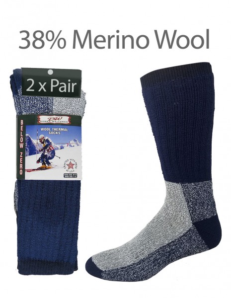 USA Below Zero Winter Socks Merino Wool 2x pair