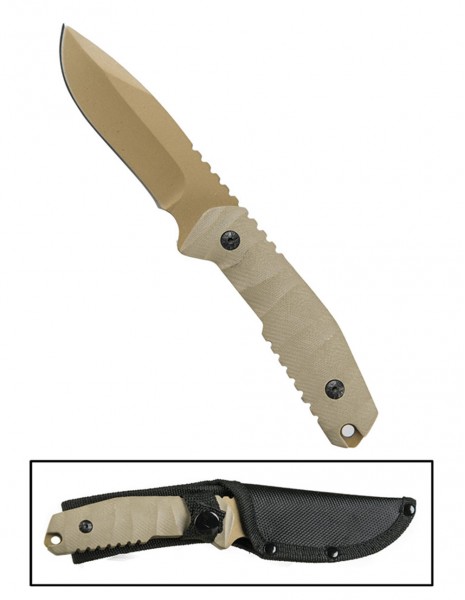 Miltec 15387005 Titanium Combat Knife 440/G10 Desert