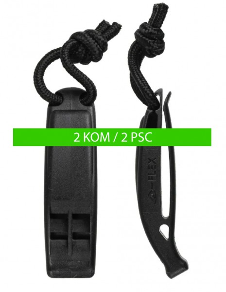 Miltec 16328602 Duraflex Signal Whistle Tactical Molle Black 2psc