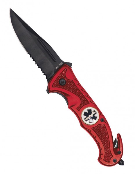 Miltec 15323010 Folding Pocket Knife Red Car Rescue