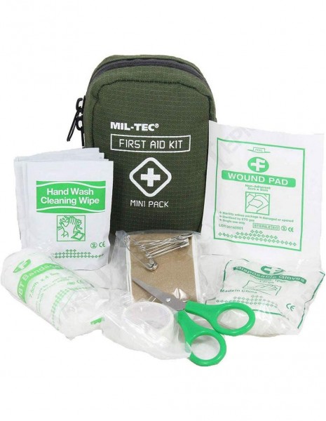 Miltec 16025800 Mini Army Military Hiking Hunting Camping First Aid Kit Olive