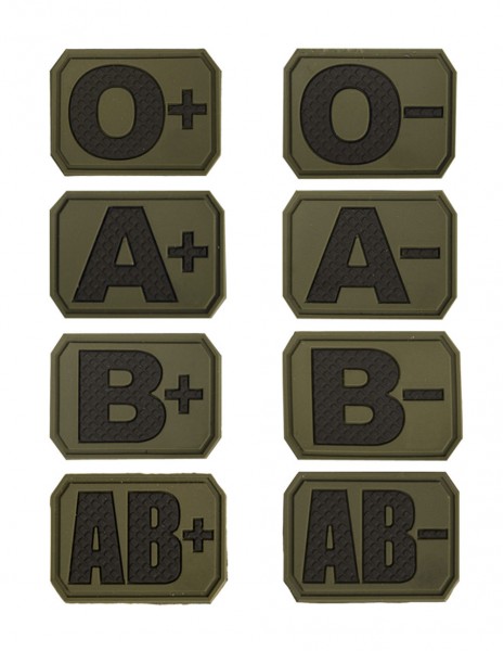 Militaire Blood Type Patch 6x2,5cm (divers camouflages)