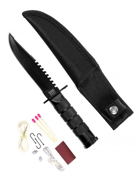101 Inc. Mini Survival Bowie Knife Black