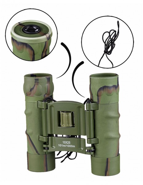 Miltec 15702120 Generation 2.0 Collapsible Binocular 10x25 Camouflage