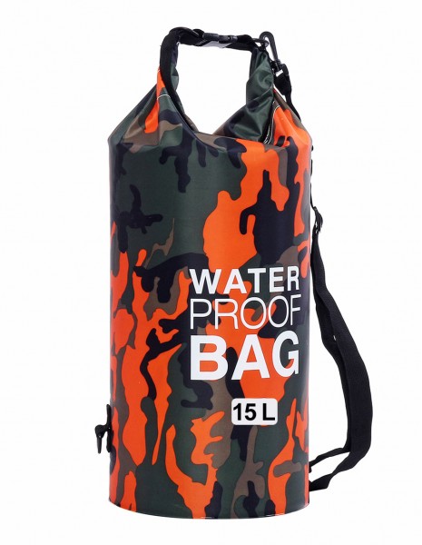 Dry Bag Waterproof 15L Orange Camo