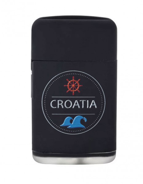 Croatia-Sea Windproof Lighter Rubber Black