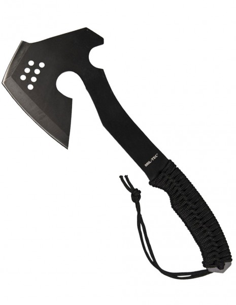 Combat Hunting Hiking Outdoor Survival Axe Flat Black Paracord Miltec 15508100