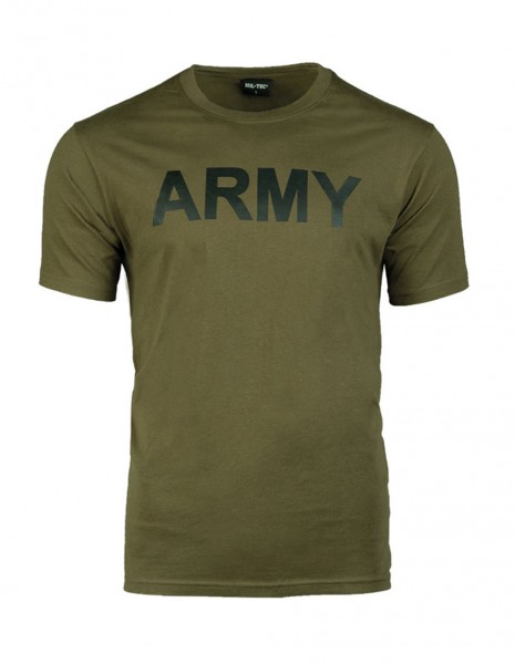Gym Sport T-Shirt Army Logo Olive Miltec 11063001