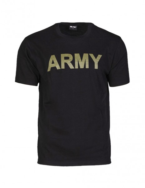 Gym Sport T-Shirt Army Logo Black Miltec 11063002