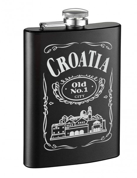 Gift Hip Flask Croatia Old No1 Black Matte