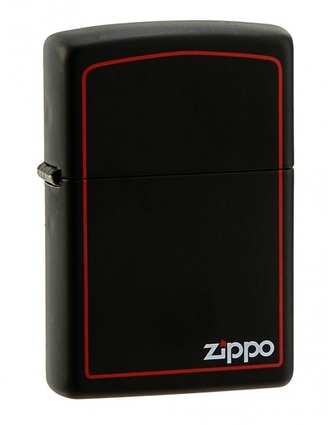 Original Zippo Lighter Black Matte Zippo Logo Border 218ZB